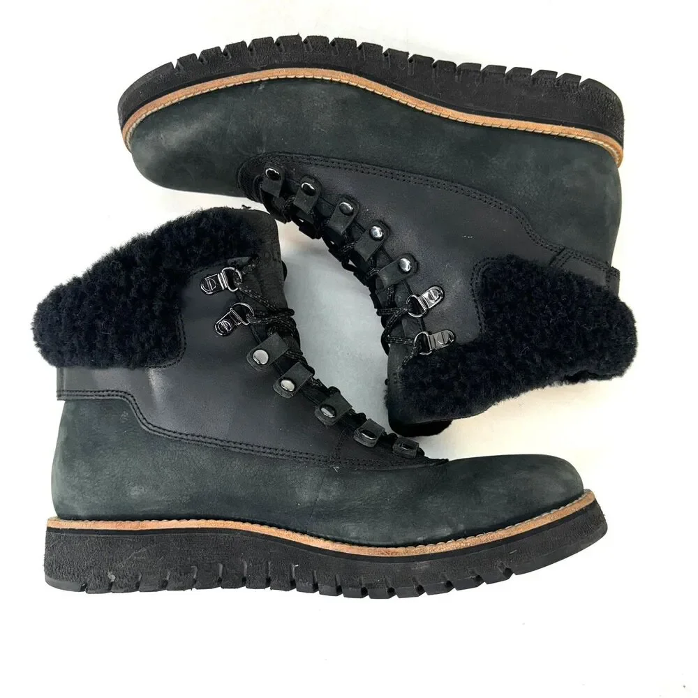 Cole Haan Zero Grand Explorer Waterproof W07997 Black Leather Hiking Boots SZ 8